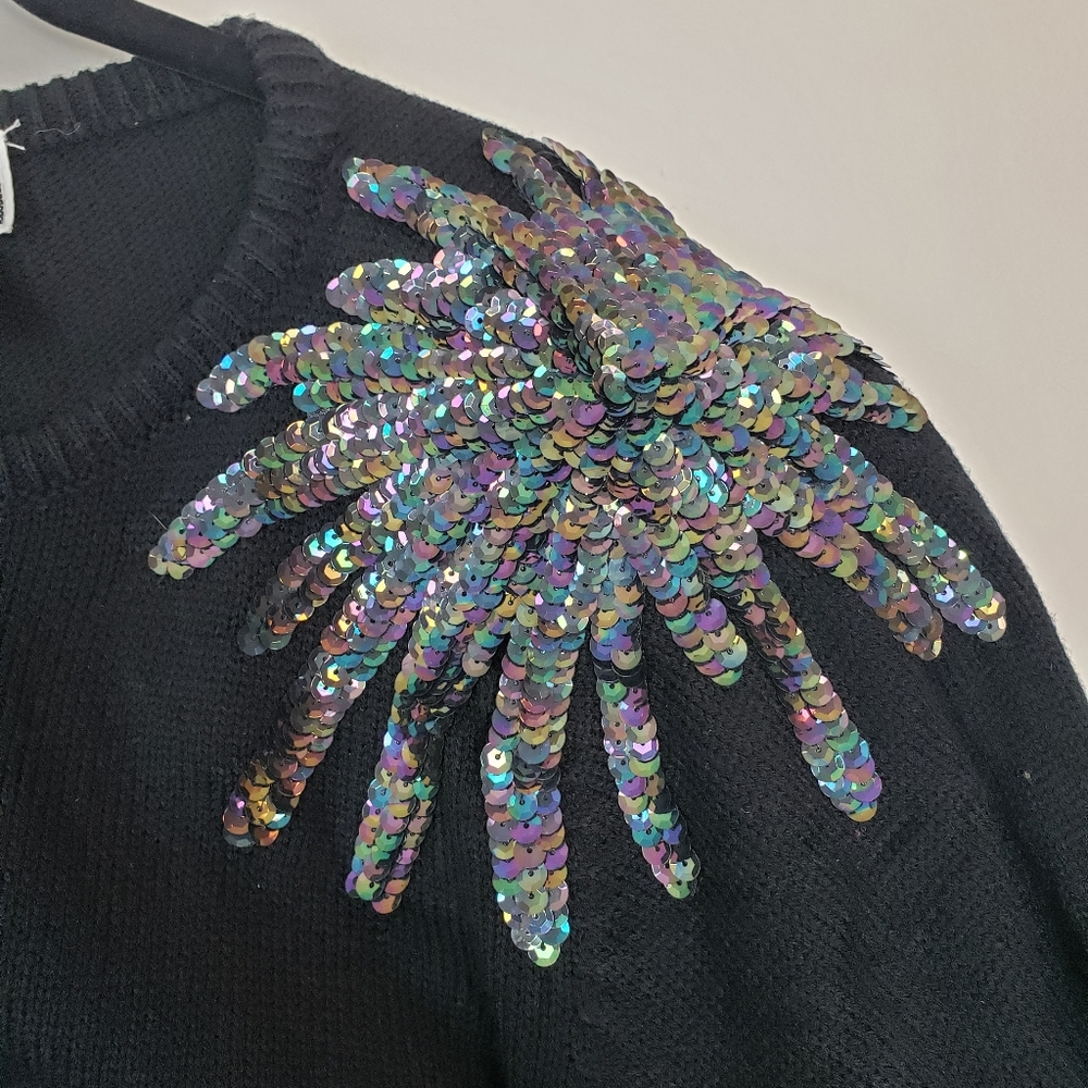Vtg NOS NWT 80s Plain Jane sweater dress sequins S - Picture 3 of 6